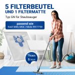 Filterbeutel passend wie Miele 9917730 5x + 1x Filtermatte TypG/N für Staubsauger – Bild 2