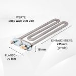 Heizung wie Whirlpool 481225928823 2050W 230V mit Fühler für Waschmaschine