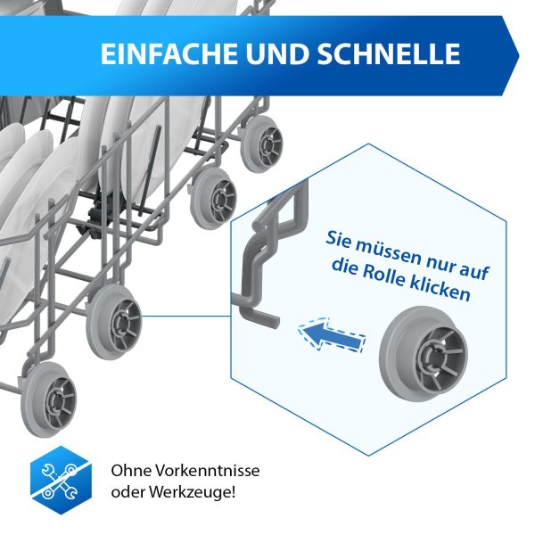 Korbrolle 2x Rolle Rad Kompatibel mit Bosch 0165314 für Unterkorb Spülmaschine