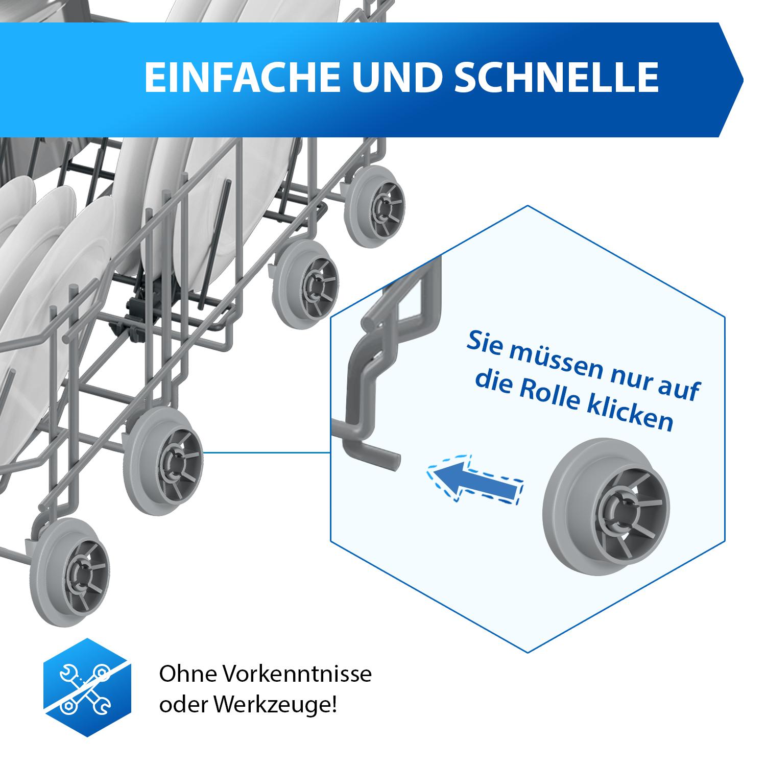 NEU Spülmaschine 2 x Oberkorb Korbrolle Rolle Bosch Siemens 00424717 ORIGINAL 