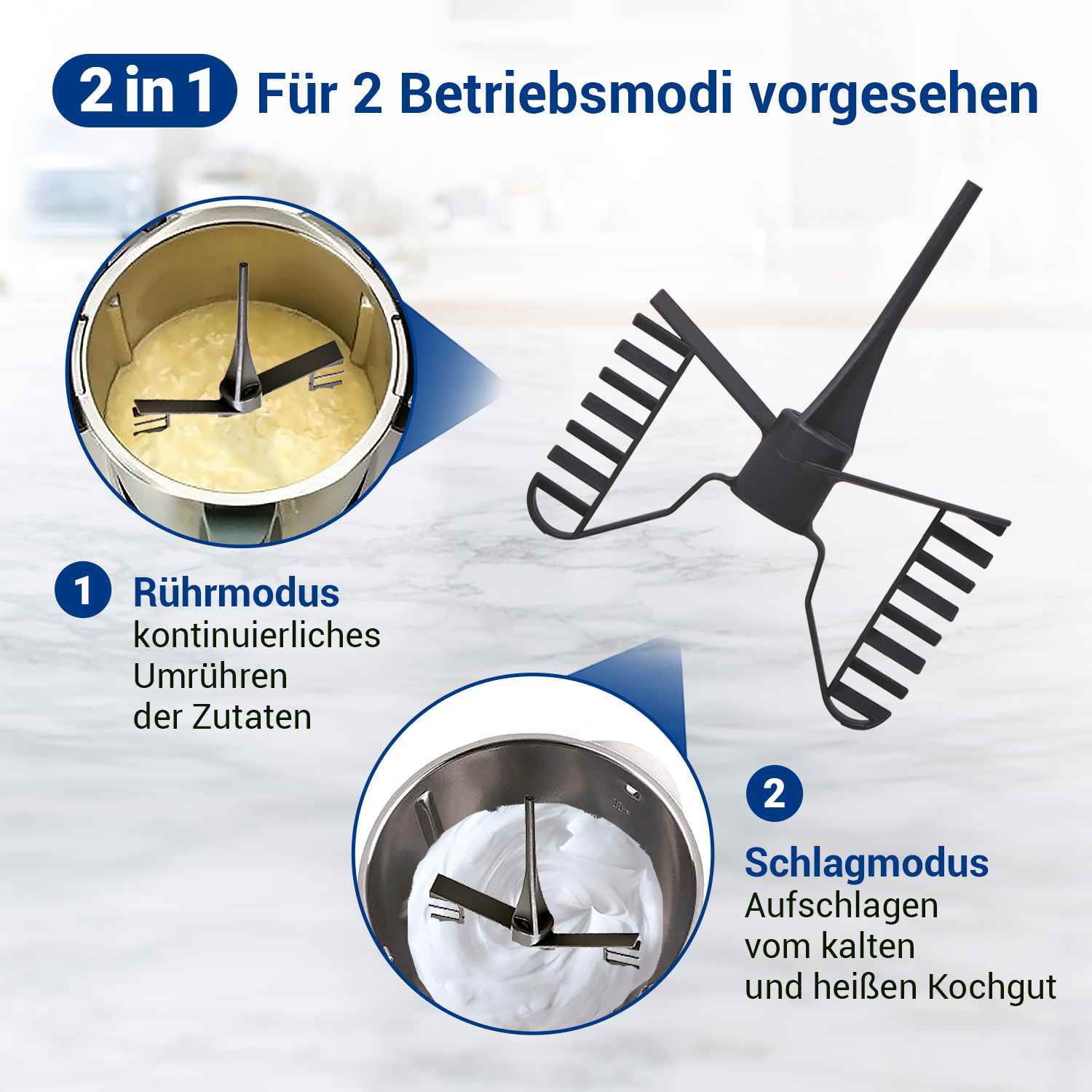 VIOKS Quirl Rühraufsatz Ersatz für Vorwerk, Schmetterling für Thermomix  TM21 Küchenmaschine