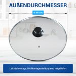 Glasdeckel universal 30cmØ mit Knopfgriff für Töpfe Pfannen – Bild 3