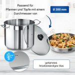 Glasdeckel universal 30cmØ mit Knopfgriff für Töpfe Pfannen – Bild 4