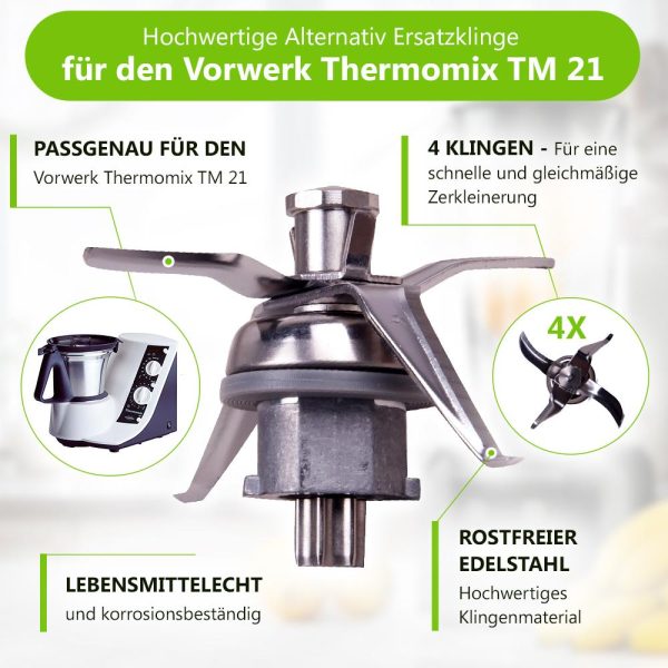 Messer Mixmesser mit 4 Klingen wie Vorwerk für Thermomix TM21 Küchenmaschine