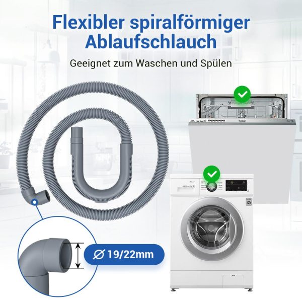 Ablaufschlauch 2,5m universal 22-19mmØ für Waschmaschine Geschirrspüler