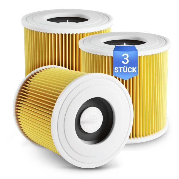 Filterzylinder Lamellenfilter 3x wie Kärcher 6.414-552.0 für Mehrzwecksauger
