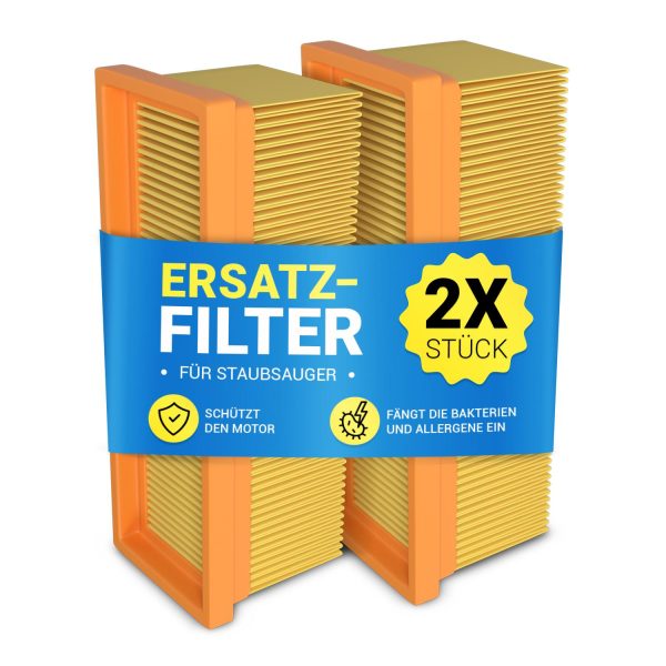 Flachfaltenfilter Set 2x wie Kärcher 6.414-498.0 Filter für Staubsauger