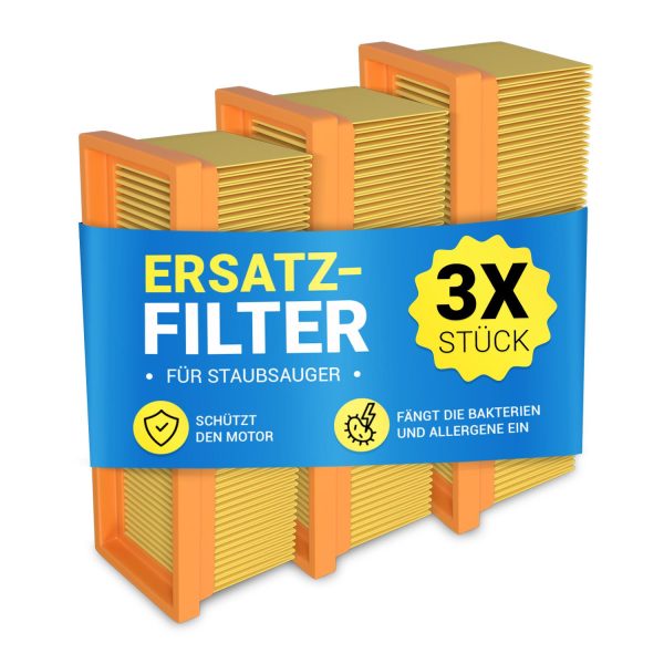 Flachfaltenfilter Set 3x wie Kärcher 6.414-498.0 Filter für Staubsauger