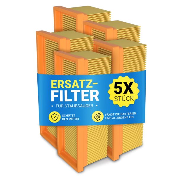 Flachfaltenfilter Set 5x wie Kärcher 6.414-498.0 Filter für Staubsauger