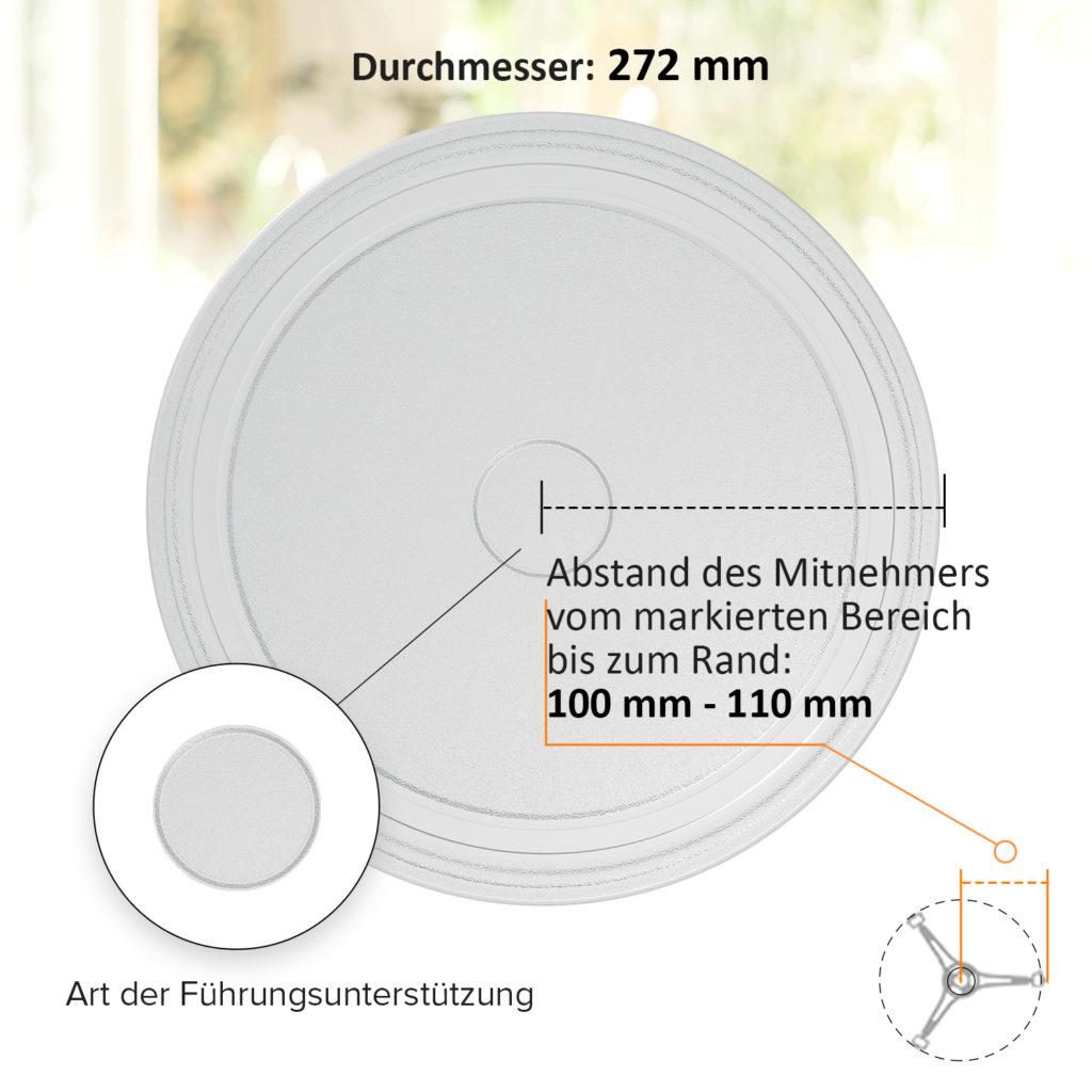 SOS Mikrowellenteller Aus Glas - 27,2 Cm Durchmesser - Passt Für AEG, Ariston, Bauknecht Und Mehr