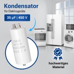 Kondensator universal 35,00µF CBB60 mit Steckfahnen für Trockner – Bild 2