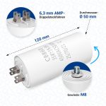 Kondensator universal 35,00µF CBB60 mit Steckfahnen für Trockner – Bild 3