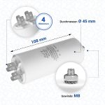 Kondensator universal 25µF mit Steckfahnen Befestigungsschraube CBB60 – Bild 3
