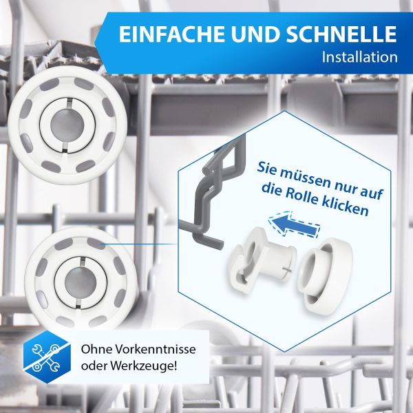Korbrolle Rolle Rad kompatibel mit Bosch 00424717 für Oberkorb Geschirrspüler
