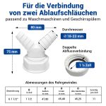 Y-Verteiler Ablauf-Doppelanschluss 1 1/2" für Geschirrspüler Waschmaschine – Bild 4