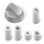 Knebel 43mmØ silbern mit Adaptern universal für Backofen Herd Heizgerät