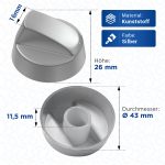 Drehknopf 43mmØ silbern mit Adaptern universal für Backofen Herd Heizgerät – Bild 2