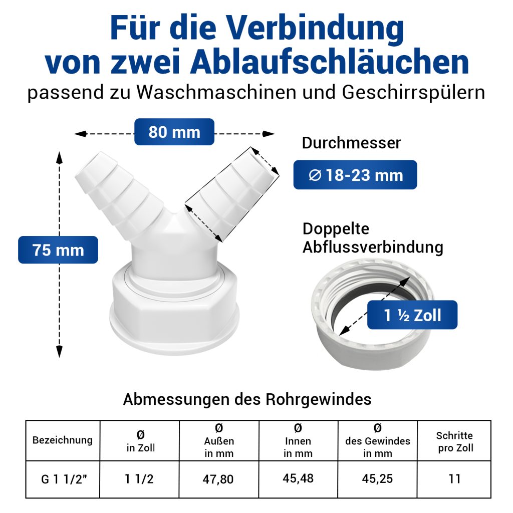 Produktbild von HUAREW Waschmaschine Abfluss Adapter 1 1/4 Zoll Für Den Geschirrspüler