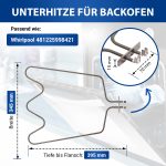 Heizelement wie Whirlpool 481225998421 1150W 230V Unterhitze für Herd Backofen – Bild 2