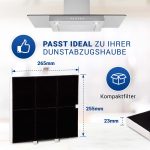 Aktivkohlefilter wie Balay 00361047 255x265mm Filter für Dunstabzugshaube