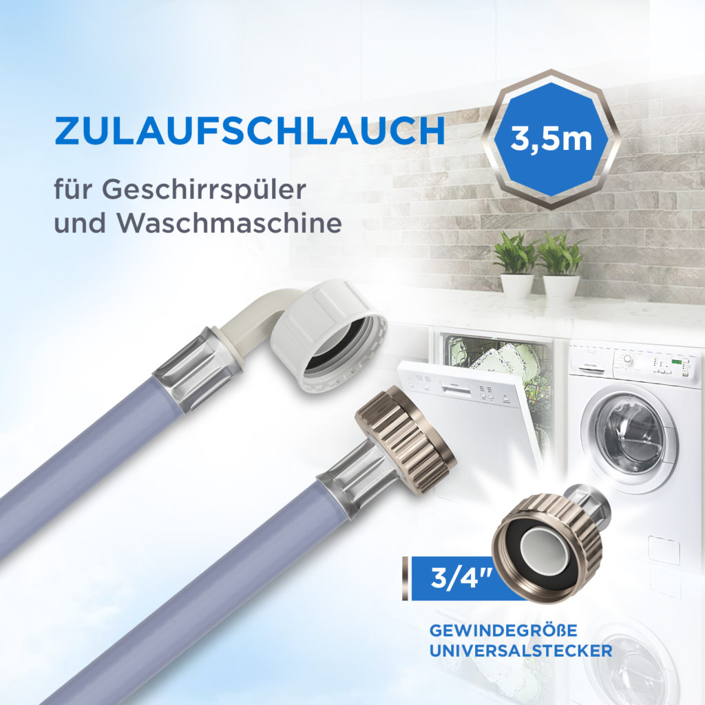 1 5m Kaltwasserschlauch 3 4 Zoll Universal Zulaufschlauch 1,5m Für Waschmaschine & Geschirrspüler - Kaltwasser Schlauch Zulaufschlauch Waschmaschine