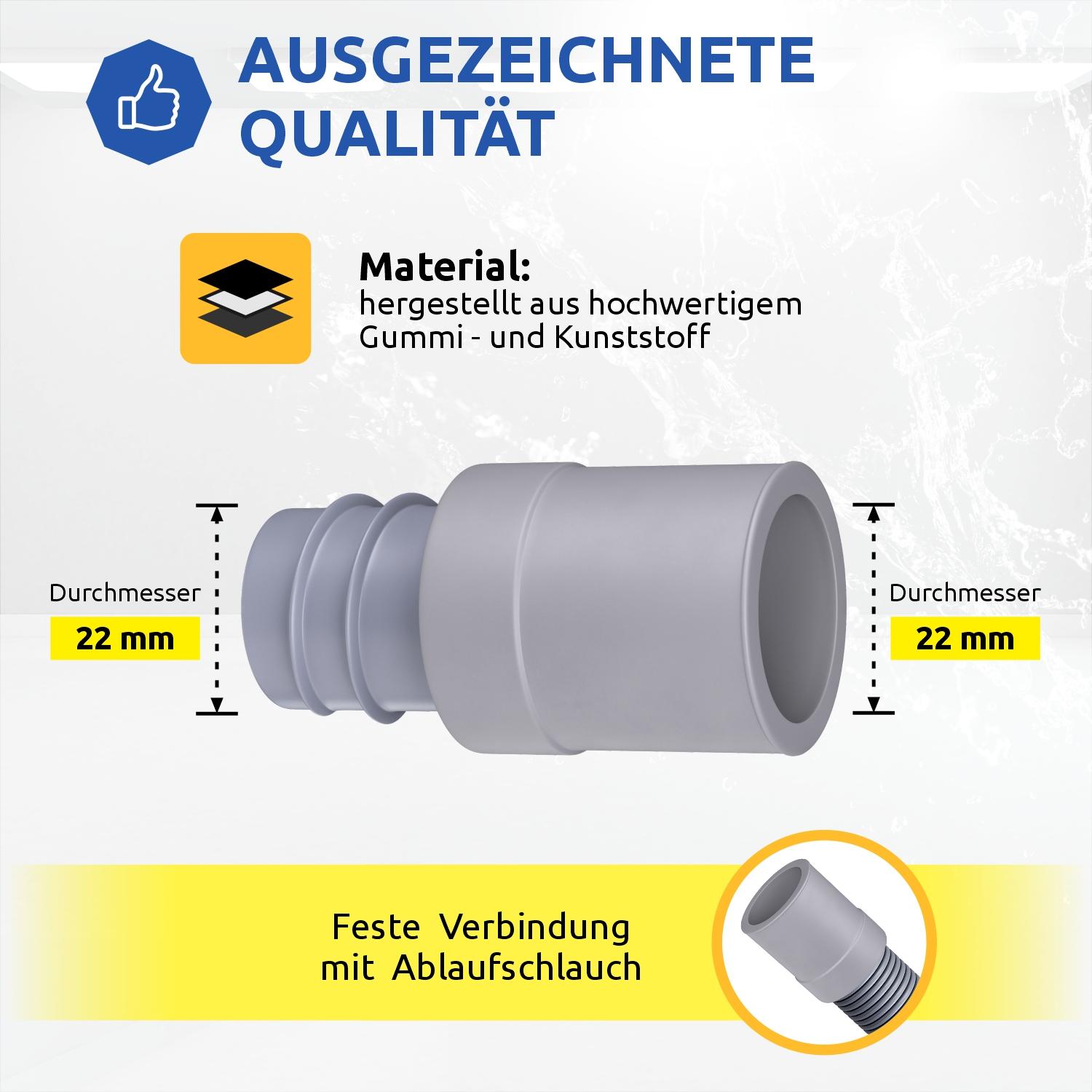 Universal Ablaufschlauch Endstück 22mmØ für 19mmØ für Waschmaschine Spülmaschine 