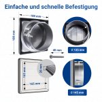 Jalousie 150erR Edelstahl 180x180 mm Lüftungsgitter für Luftführungssysteme – Bild 3