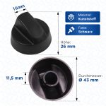 Knebel Drehknopf 43mmØ mit Adaptern universal für Herde Backofen Kochfeld – Bild 3