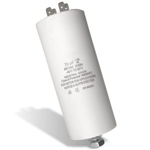 Kondensator 70µF 450V universal mit Steckfahnen Befestigungsschraube CBB60