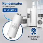 Kondensator 70µF 450V universal mit Steckfahnen Befestigungsschraube CBB60 – Bild 2