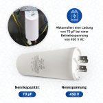 Kondensator 70µF 450V universal mit Steckfahnen Befestigungsschraube CBB60 – Bild 4