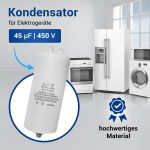 Kondensator 45,00µF 450V universal mit Steckfahnen CBB60 für Elektrogeräte – Bild 2