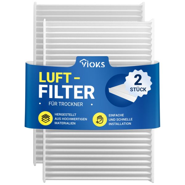 Luftfilter 2x kompatibel mit Bosch 00481723 Pollenfilter weiß für Trockner