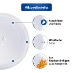 Mikrowellenteller mit 3 Noppen Glasplatte rund Ø270mm für Mikrowelle