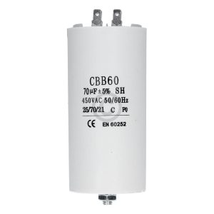 Kondensator 70µF 450V universal mit Steckfahnen Befestigungsschraube CBB60