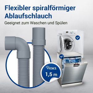 Universal Verlängerungsabpumpschlauch Waschgerät Geschirrspüler 2,5m flexibel 