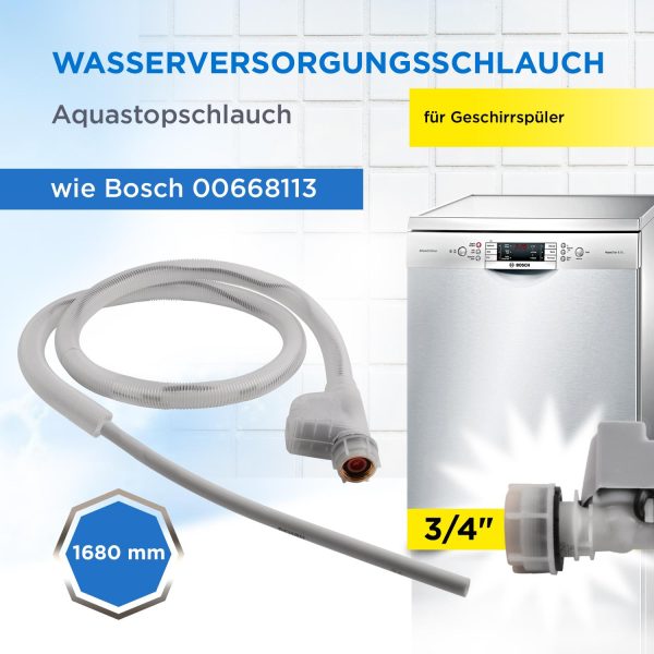 Zulaufschlauch Aquastop 1,68m wie Bosch 00668113 Schlauch für Geschirrspüler