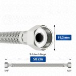 Anschlussschlauch 50 cm mit 1/2" Überwurf Trinkwasserschlauch für Sanitär – Bild 3
