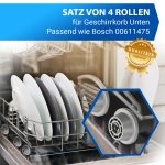 Rollen Set 4x wie Bosch 00611475 für Geschirrkorb in Spülmaschine