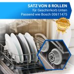 Unterkorbrollen Set 8x wie Bosch 00611475 für Geschirrkorb in Spülmaschine