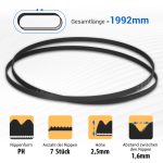 Keilrippenriemen wie Bauknecht 481935828002 1992 PH 7 für Trockner