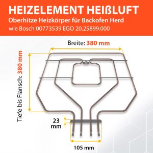Heizelement Oberhitze kompatibel mit Bosch 00773539 EGO 20.25899.000 für Backofen