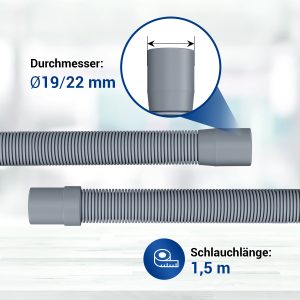 Abwasserschlauch 19/22mmØ 1,5m Ablaufschlauch flexibel für Waschmaschine