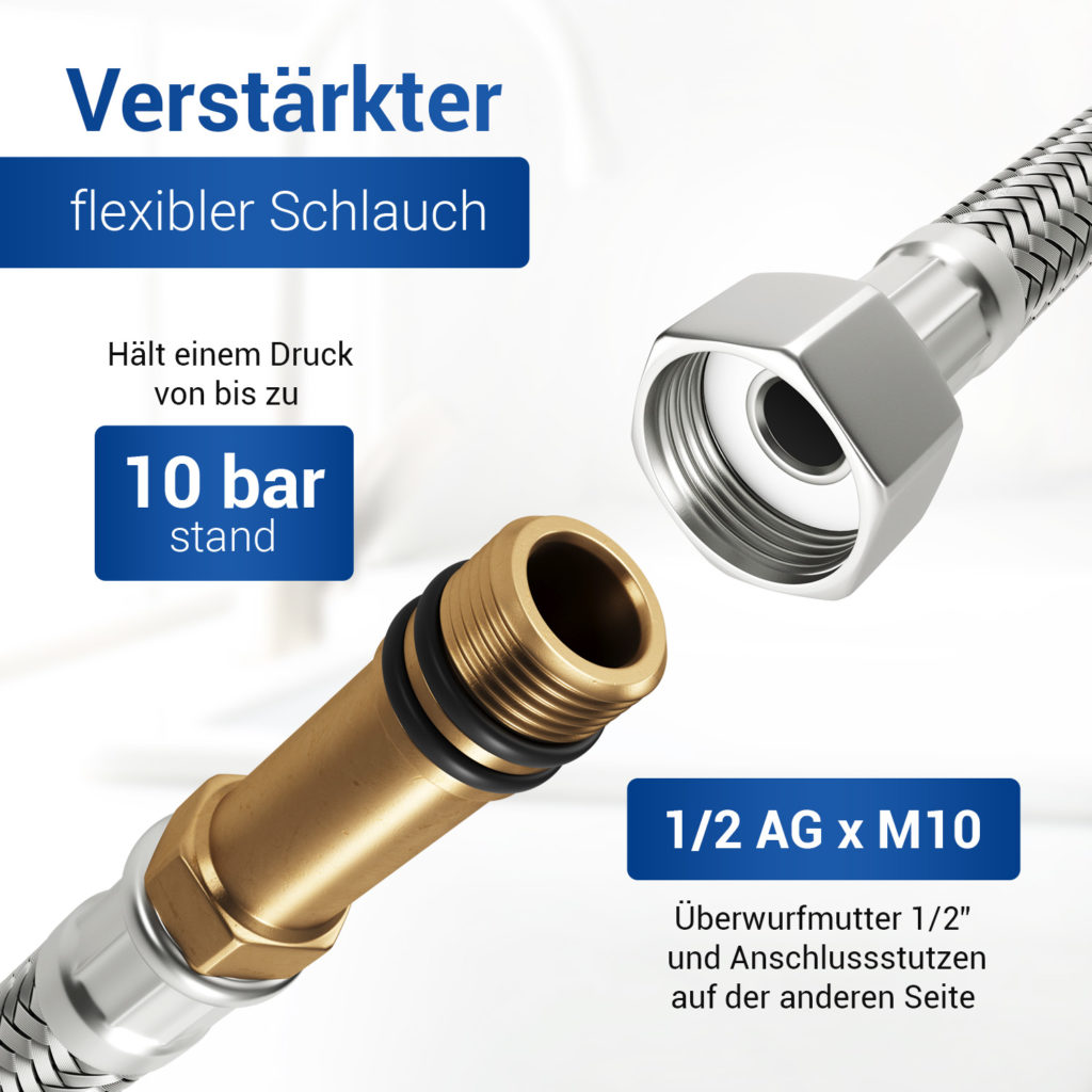 Flexschlauch 200 cm mit 1/2 ÜW und M10 AG für Sanitär kaufen