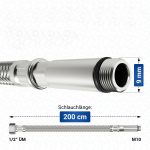 Flexschlauch 200 cm universell mit 1/2 ÜW und M10 Außengewinde – Bild 3