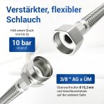 Panzerschlauch 30 cm flexibel universell mit 3/8" ÜW und 3/8" AG für Sanitär – Bild 2