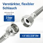 Flexschlauch 50 cm universell mit 1/2 Zoll (20 mm) AG x 3/8 Zoll (18,5 mm) ÜM für Sanitär – Bild 3