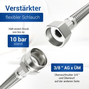 Flexschlauch 50 cm universell mit 3/8" ÜW und 3/8" AG für Sanitär