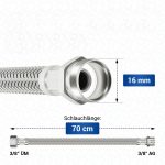 Panzerschlauch 70 cm Flexschlauch mit 3/8" ÜW und 3/8" AG für Sanitär – Bild 3