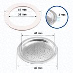 Gummidichtungen Set mit Dichtungsring und Ersatzsieb für Espressokocher Bialetti – Bild 3